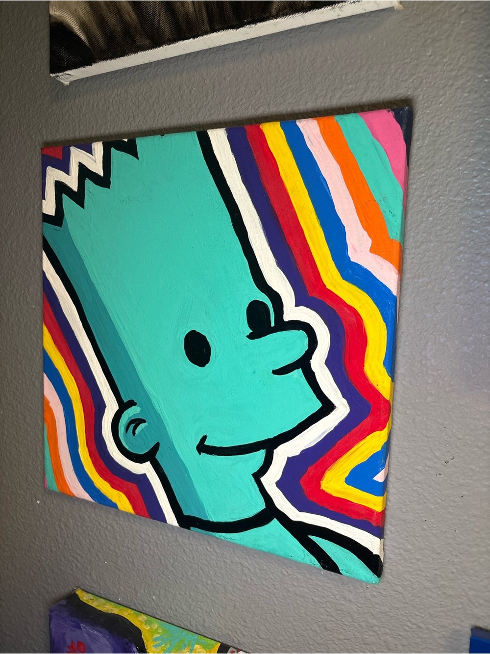 Vibrant Pop Art Character Painting - Turquoise & Multicolor